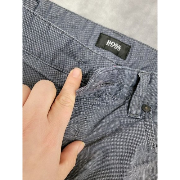 HUGO BOSS Maine1-10 Men Stretch Pants 36x35 Black Gray Straight FLAWED NO BUTTON - Picture 2 of 11